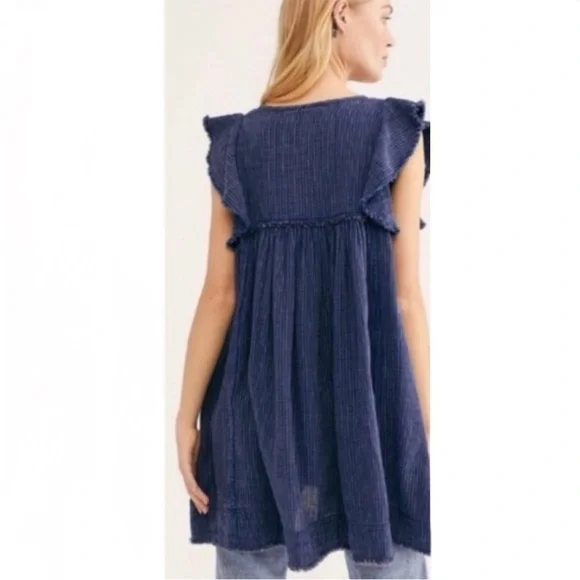Free People Blue Ridge Indigo Top - Picture 2 of 8